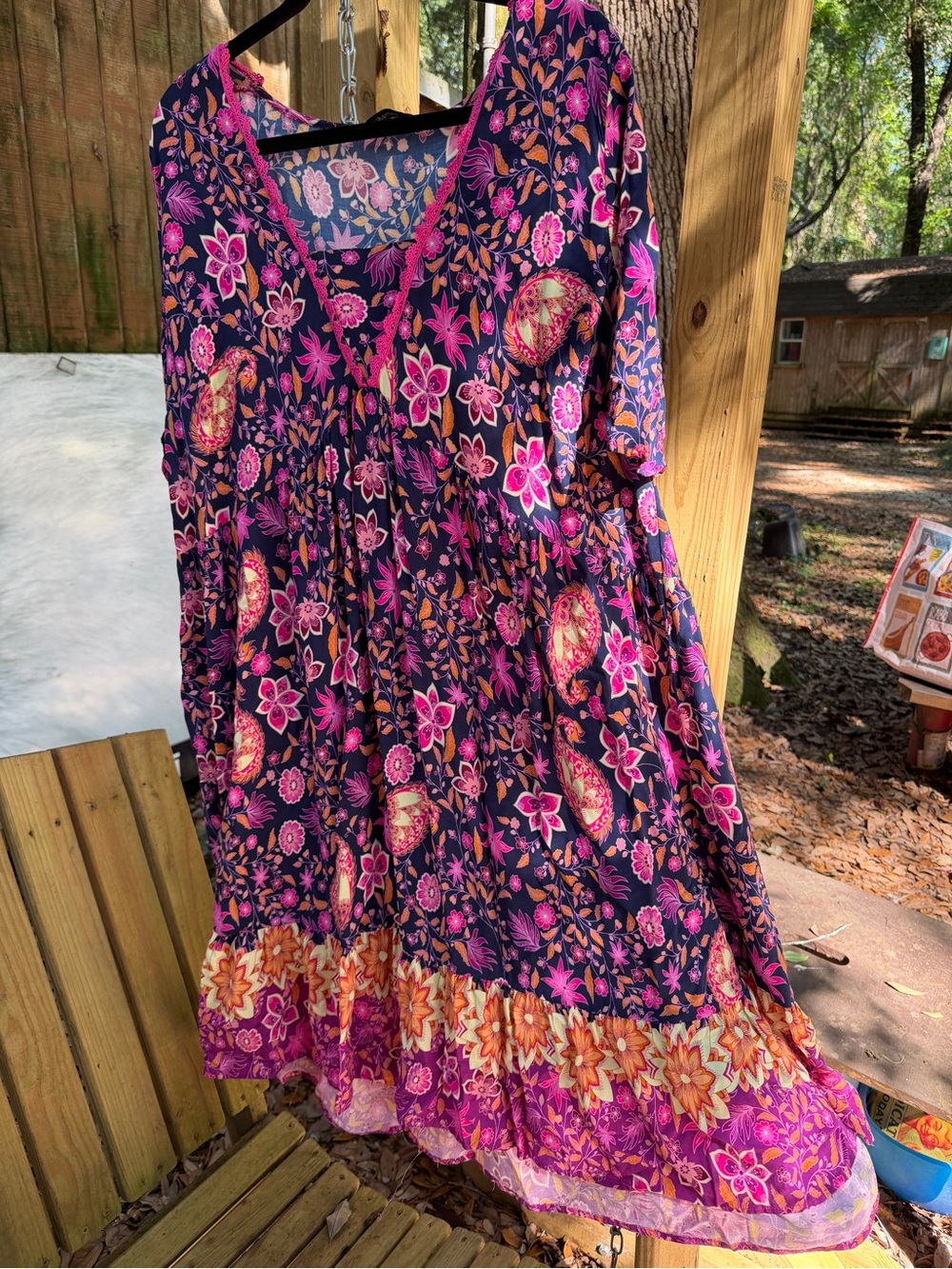 Floral V-Neck Midi Dress in Purple & Pink rusty dusty Plus size 4X